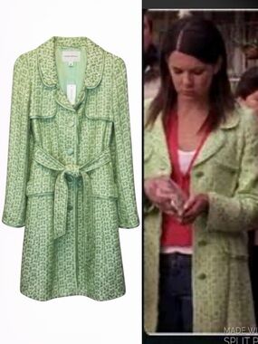 NEW Vintage 2005 Banana Republic Lime Tweed Coat Gilmore Girls Lorelai Size S